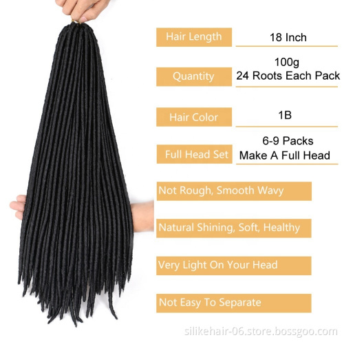 Natural Black Straight Faux Locs Hair Synthetic Faux Locs Crochet Braiding Hair Extensions  Crochet Goddess Locs Crochet Hair